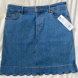 Scallop Denim Mini Skirt